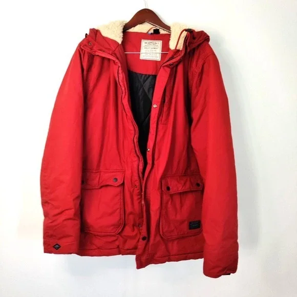 DB Supply Jacket Men XL Red Parka Sherpa Hood Military Insulated Waterproof Barn - Picture 2 of 13